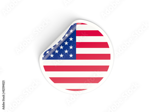 Round sticker with flag of united states of america