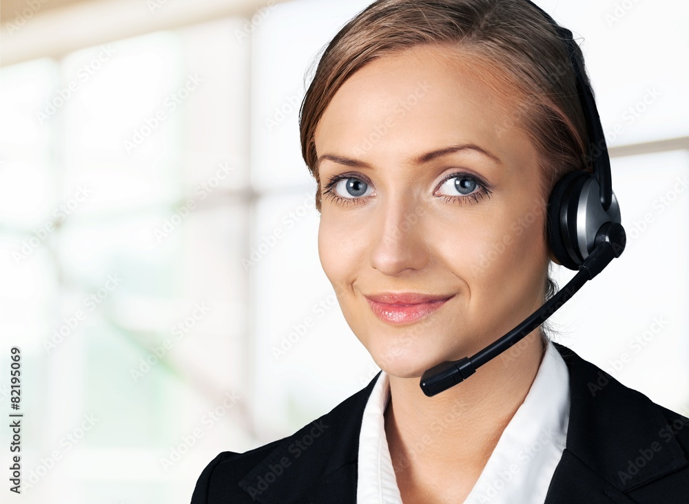 Customer Service Representative. Closeup of a female call center Customer Service Representative. Closeup of a female call center