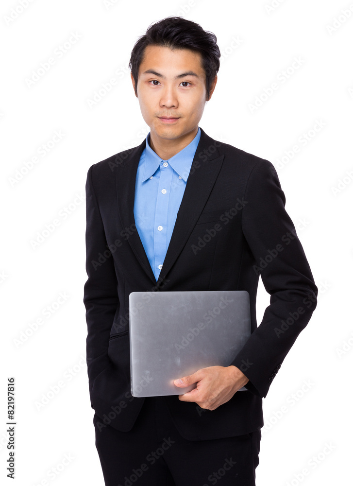 Businessman hold with laptop computer Businessman hold with laptop computer