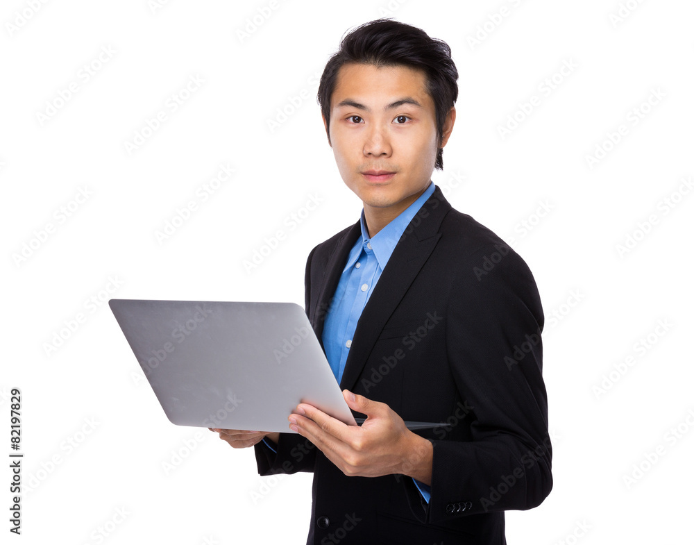 Businessman use of notebook computer