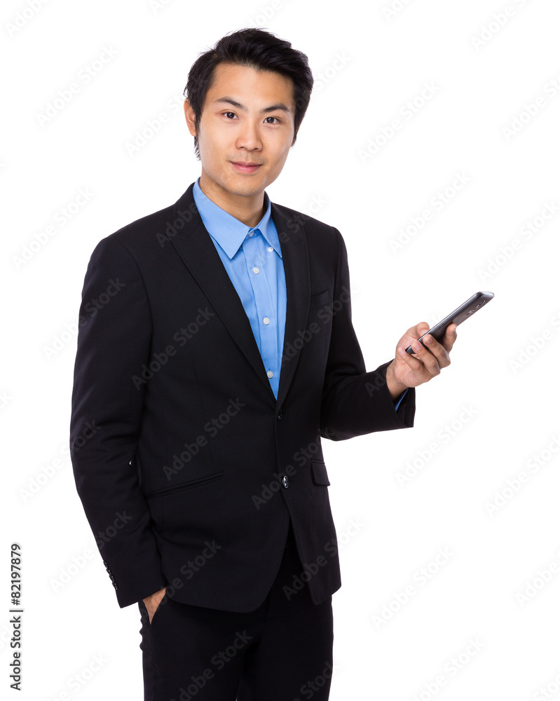 Businessman hold with mobile phone Businessman hold with mobile phone