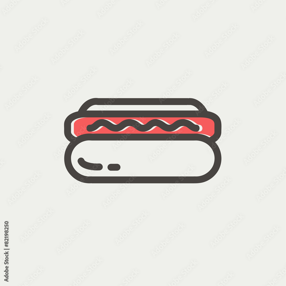 Hotdog sandwich thin line icon Hotdog sandwich thin line icon