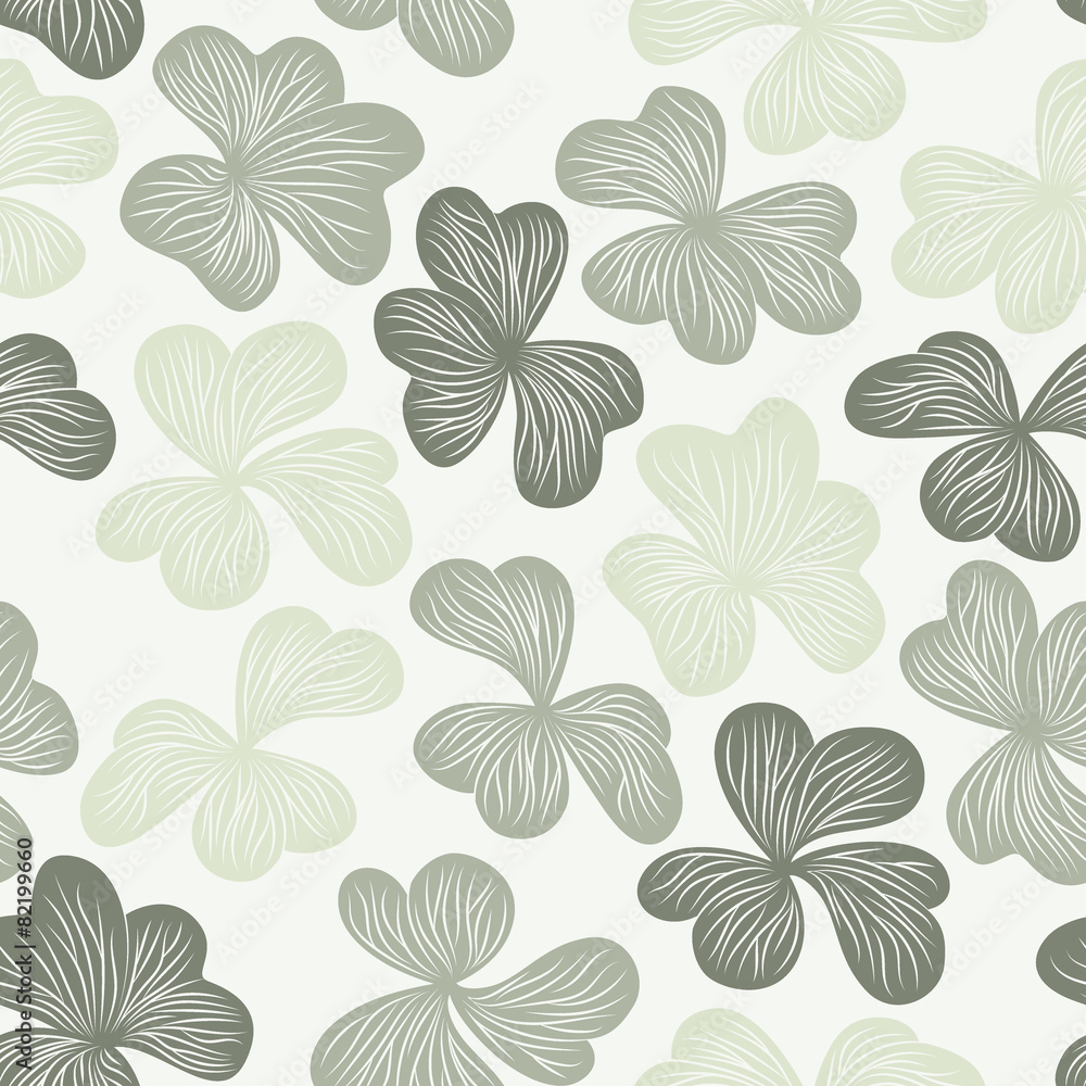 Graphical clover leaves seamless pattern