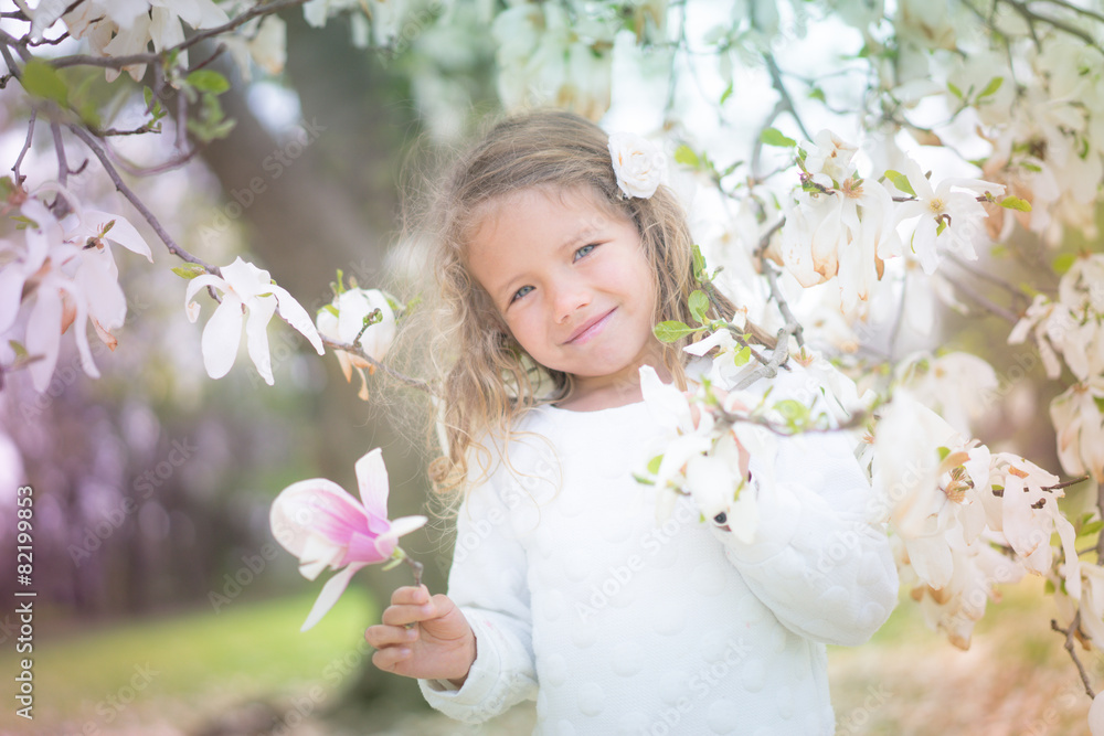 Cute girl with flowers