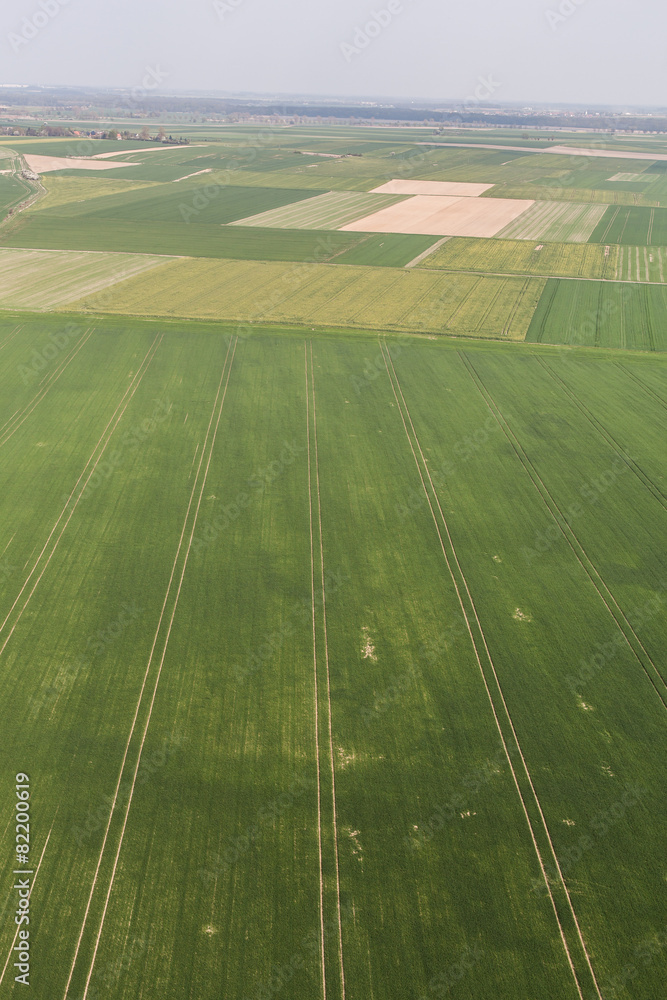 aerial view of    harvest fields