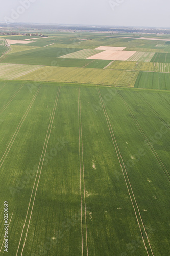 aerial view of harvest fields