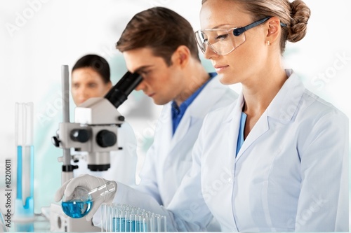 Laboratory. Scientists are working in a chemical lab.