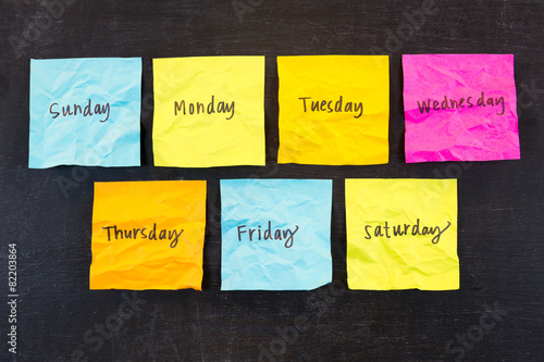 Days of Week Sticky Notes