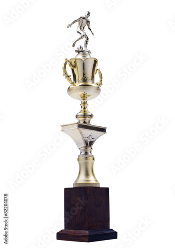 Soccer golden award trophy isolated