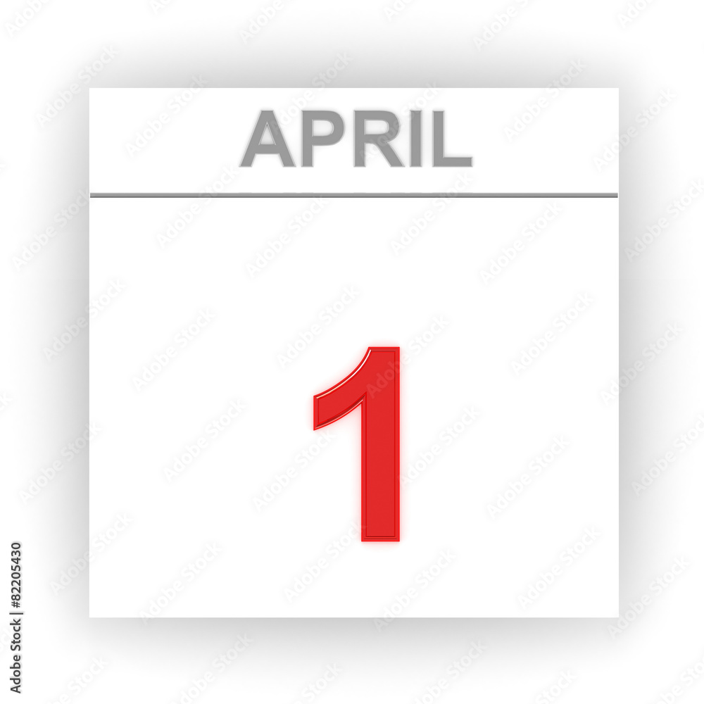 April 1. Day on the calendar.