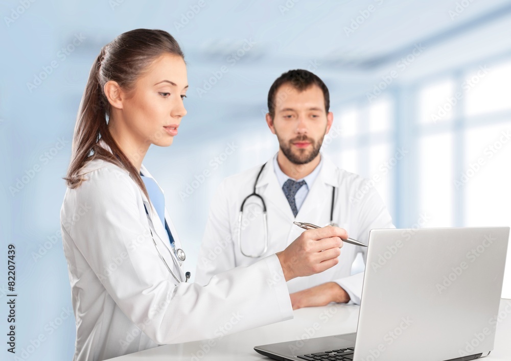 Fototapeta premium Doctor. Doctors working on a laptop