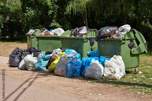 Garbage Containers Full, Overflowing photo