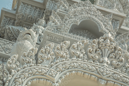 Oudong, stupa that contains relics of Buddha, carving details photo