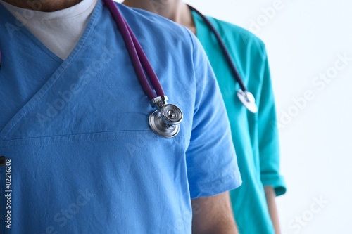 Closeup portrait of a two doctors with stethoscope