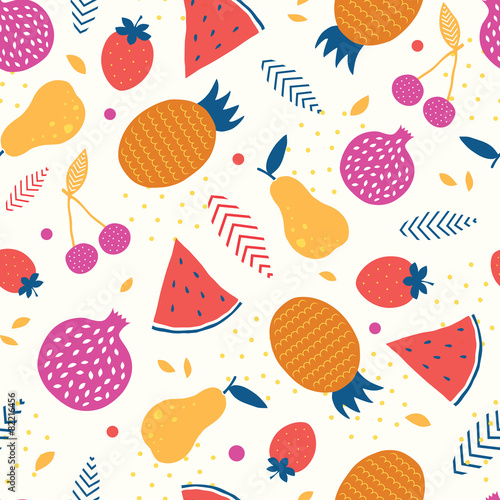 Vector colorful tasty fruit seamless pattern background
