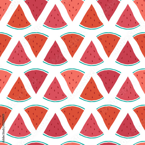Vector tasty watermelon slices seamless pattern background