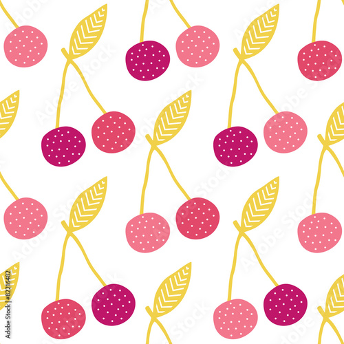 Vector yummy cherries seamless pattern background