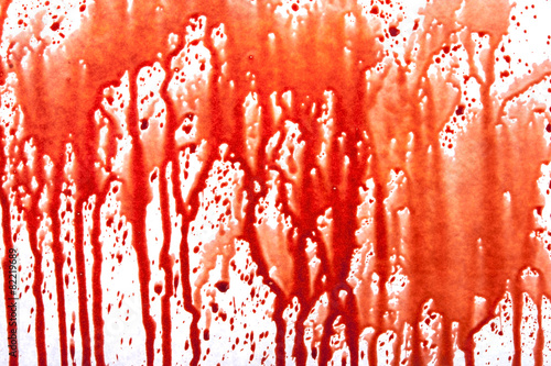 Blood splatter on white