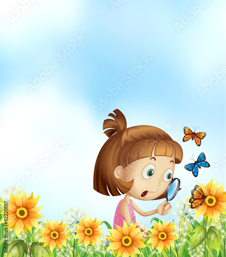 Girl and butterflies