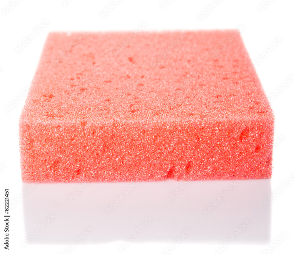 Red dish washing sponge over white background Red dish washing sponge over white background