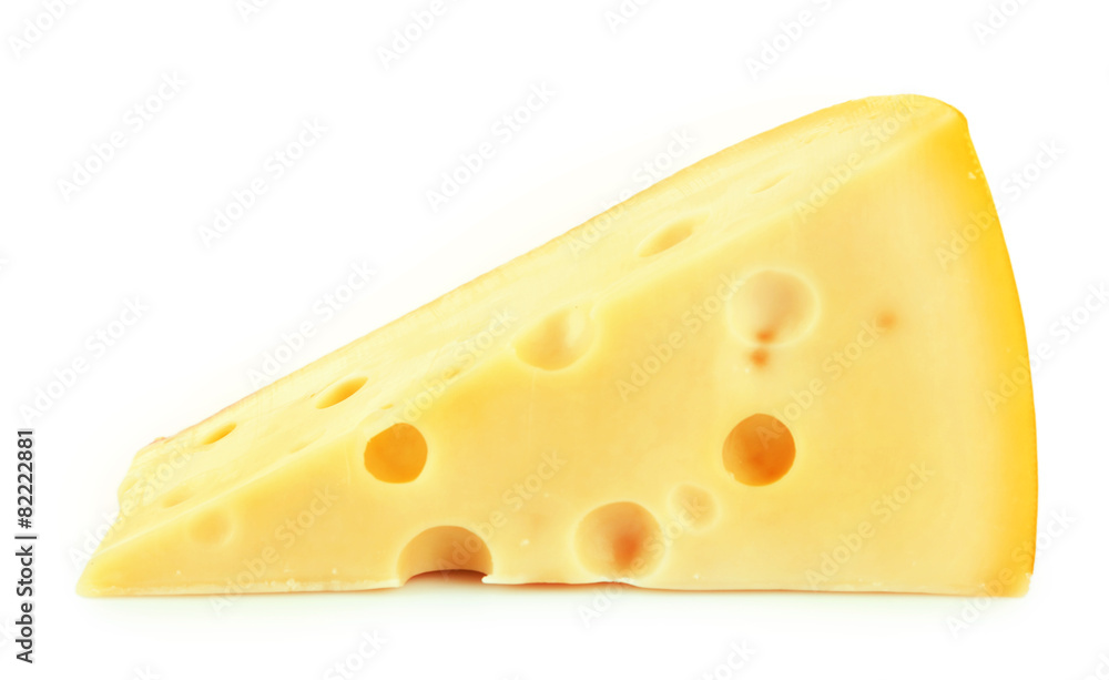 Piece of cheese isolated on white