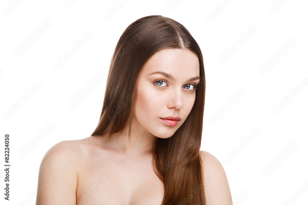 Young beautiful brunette woman with natural makeup isolated Young beautiful brunette woman with natural makeup isolated