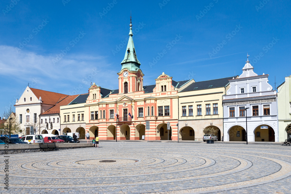 Main square with town hall, town Melnik, Czech republic
