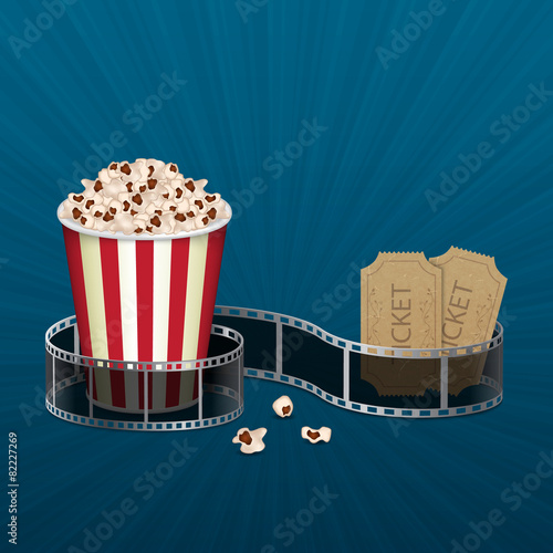 Filmstrip with vintage ticket