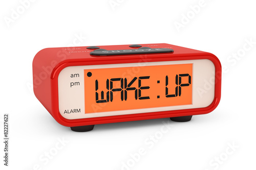Modern Digital Alarm Clock with Wake Up Sign
