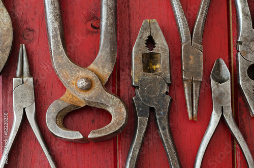 Pliers on Red Background