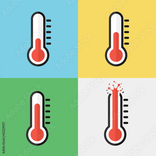 Broken thermometer ( Overheat ) ( Flat design )