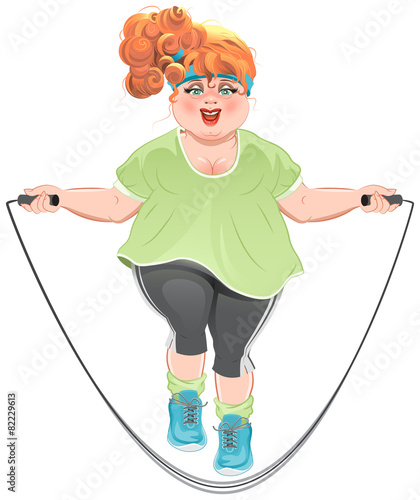 Fat woman skipping rope