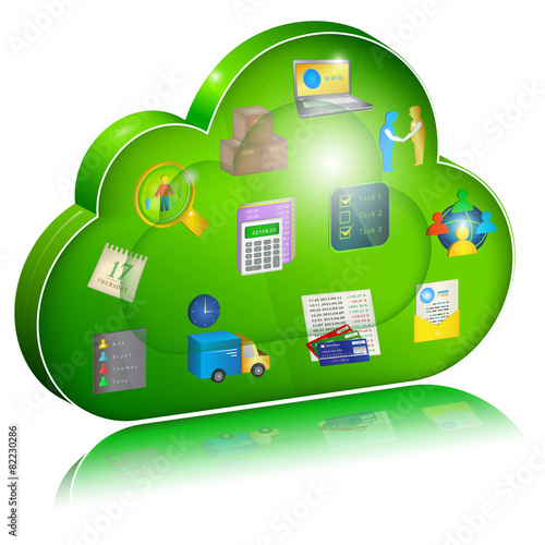 Digital enterprise management in cloud application. Concept icon