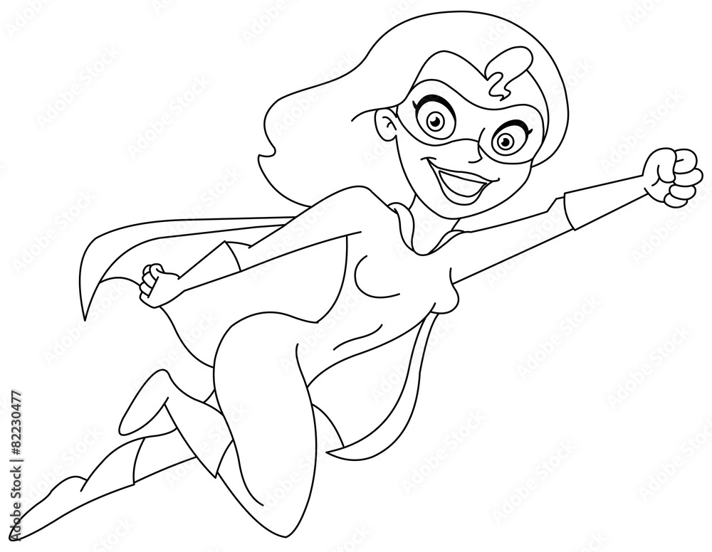 Fototapeta premium Outlined super heroine
