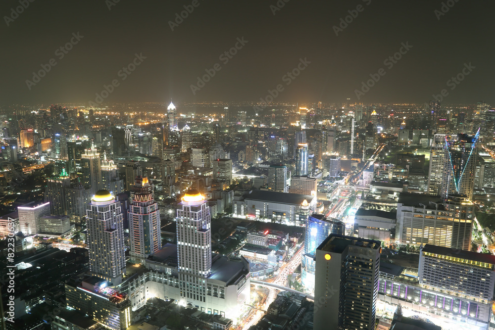 Bangkok city top view at night