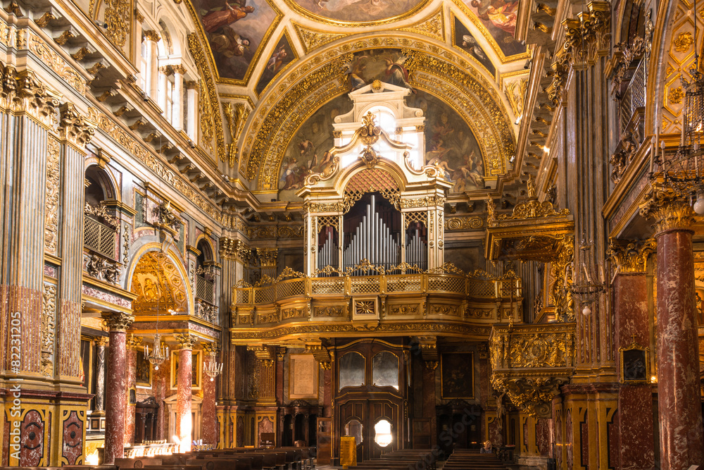 The Baroque interior of Santissimi Martiri Church in Turin