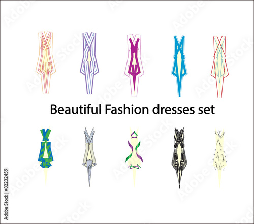 beautiful dresses set,Vector