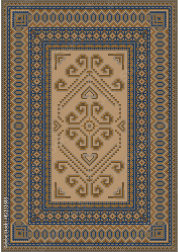Calm coloring carpet with blue and brown shades