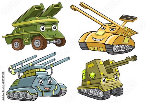 A group of  tank cartoon