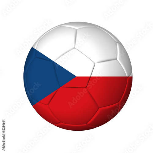 Soccer football ball with Czech Republic flag. Isolated on white