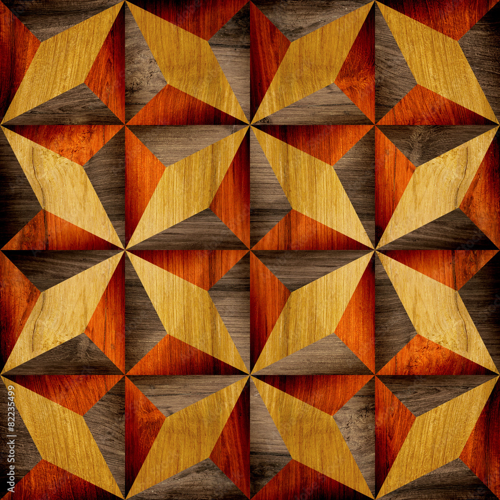 Fototapeta premium Abstract paneling pattern - different colors - wooden background
