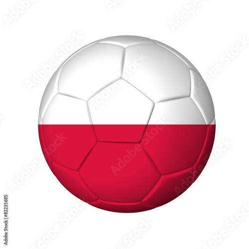 Soccer football ball with Poland flag. Isolated on white.