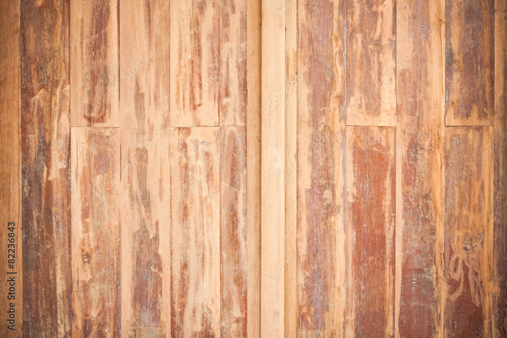 Naklejka premium Brown wood plank wall texture background
