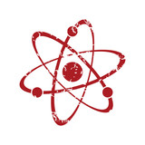 Red grunge atom logo