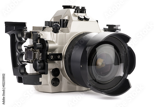 Obraz na płótnie Underwater camera housing isolated on white background