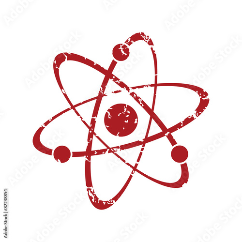 Red grunge atom logo