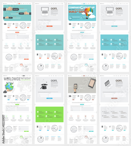 Collection of flat website templates for business company