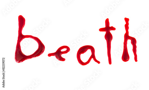 Bloody print on a white background with the letters Dead