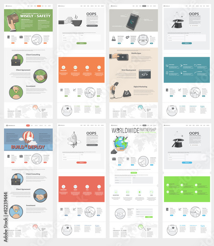 Collection of flat website templates for business company
