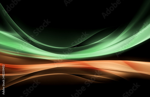 Green Orange Waves Abstract